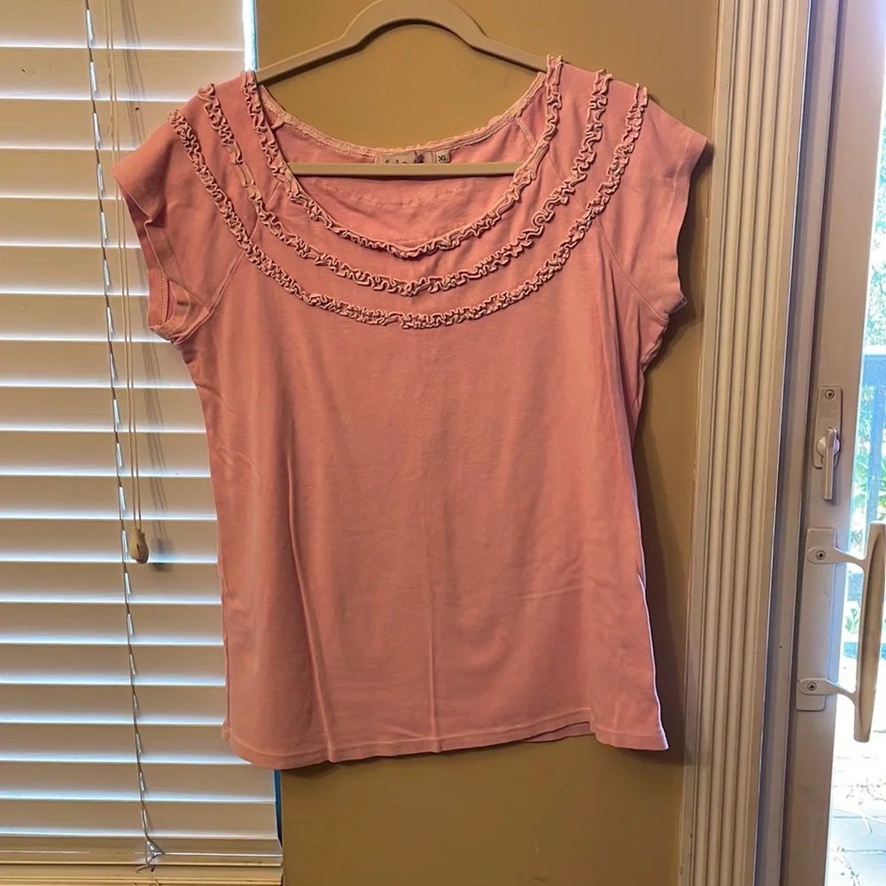 Vintage Pink Ruffle Tee - Picture 1 of 5